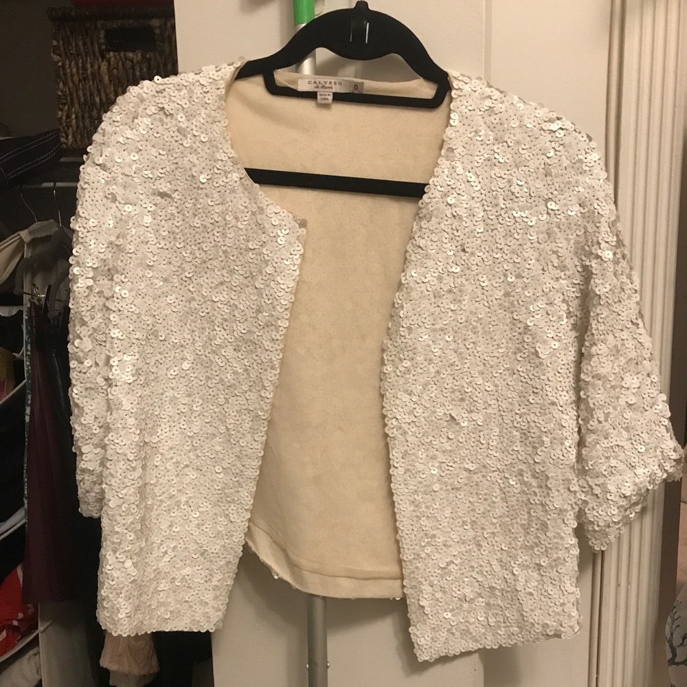 White Sequins Calypso St Barth Size 0 Jacket